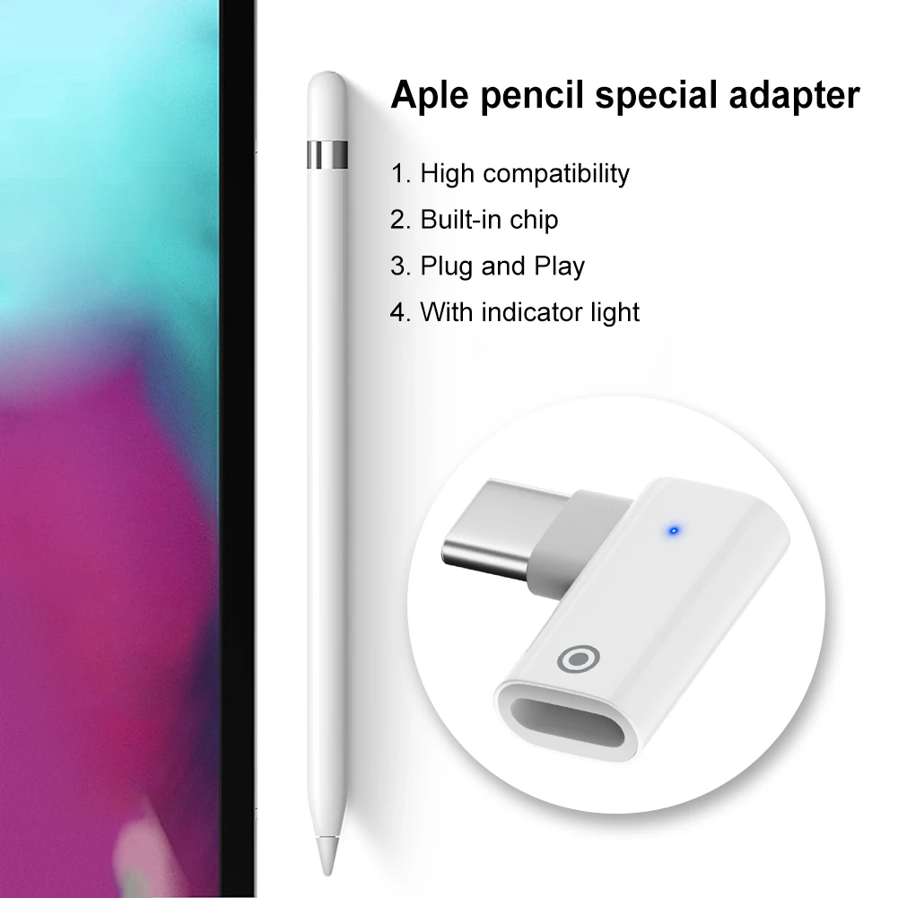 Connector Charger Professional Charging Converter Adapter Plug and Play with Indicator Light for Apple Pencil 1st Generation