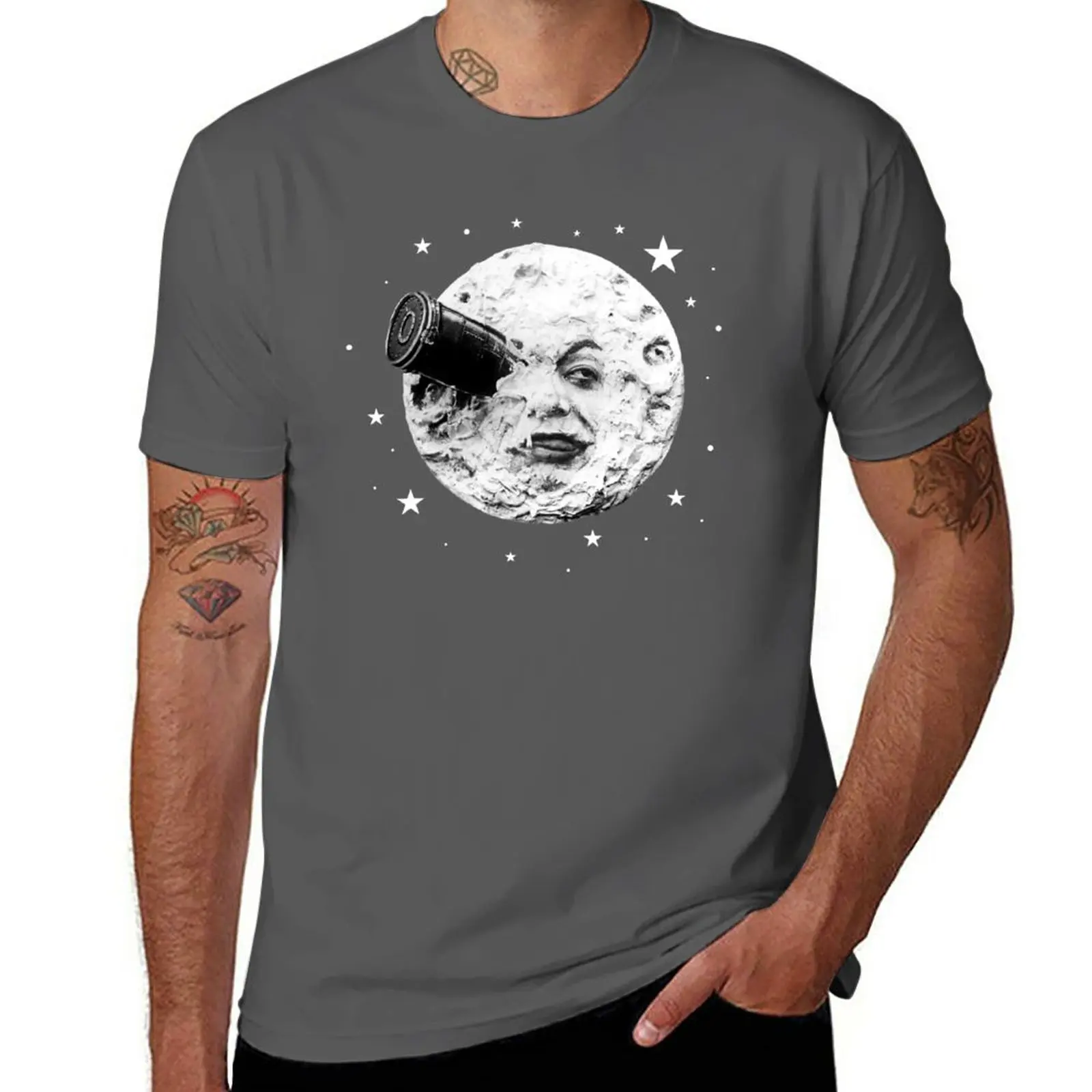 New Moon Face - Melies Rocket Journey to the Moon T-Shirt vintage clothes anime clothes mens t shirts pack