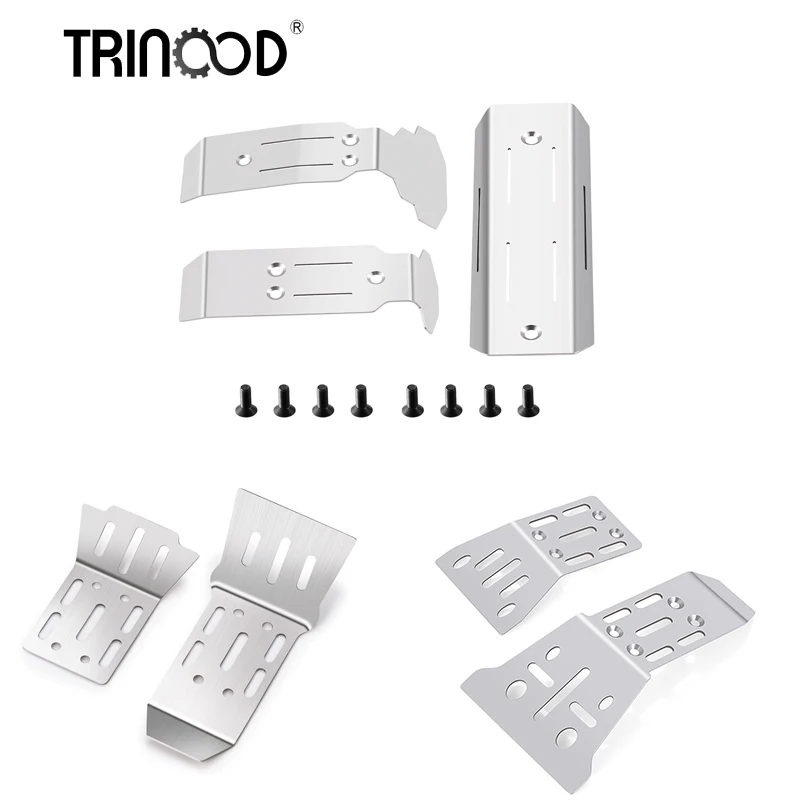 TRINOOD 2pcs Stainless Steel Front And Rear Chassis Armor Protector for 1/18 Typhon Grom 1/16 Mini Maxx 1/14 Mojave GROM RC Car