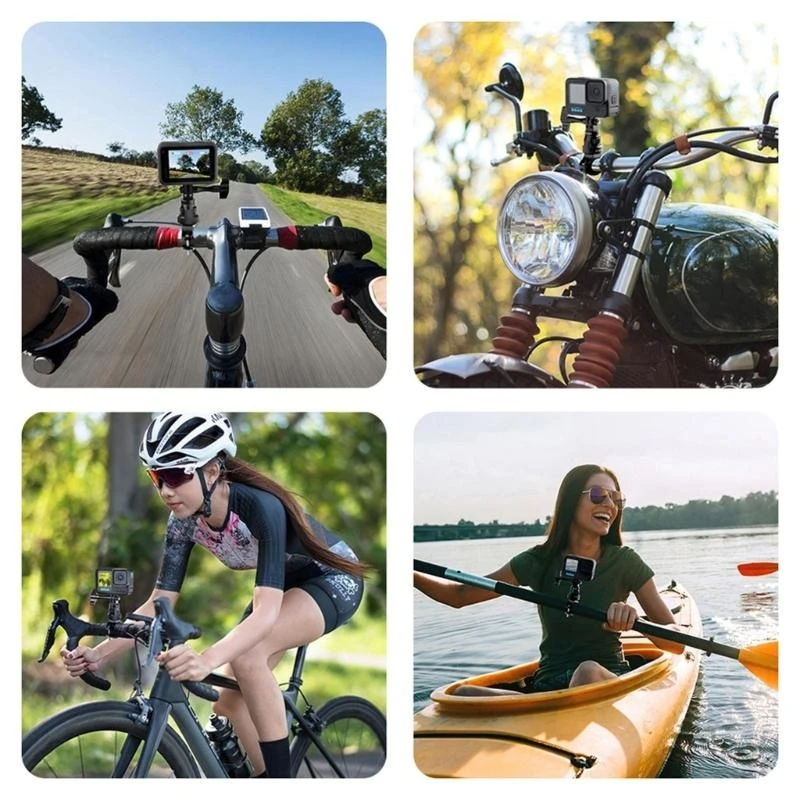 Shockproof 360°Rotating Bike Handle Mount Lightweight Aluminum Alloy Compatible for Action Cameras Durability Build D2RC