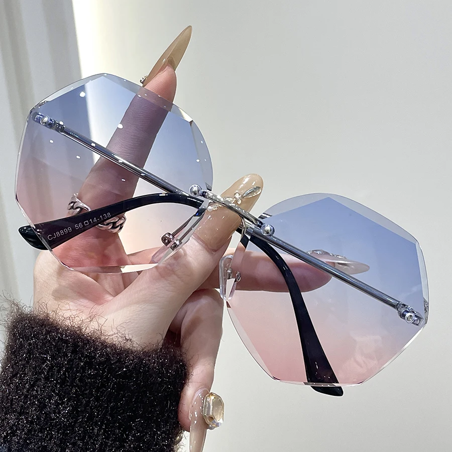 1 نظارات تلبيس نسائية عصرية بدون إطار، غير منتظمة الشكل، مناسبة لكل من الرجال والنساء، مثالية للتزيين والعطلات وكهدية