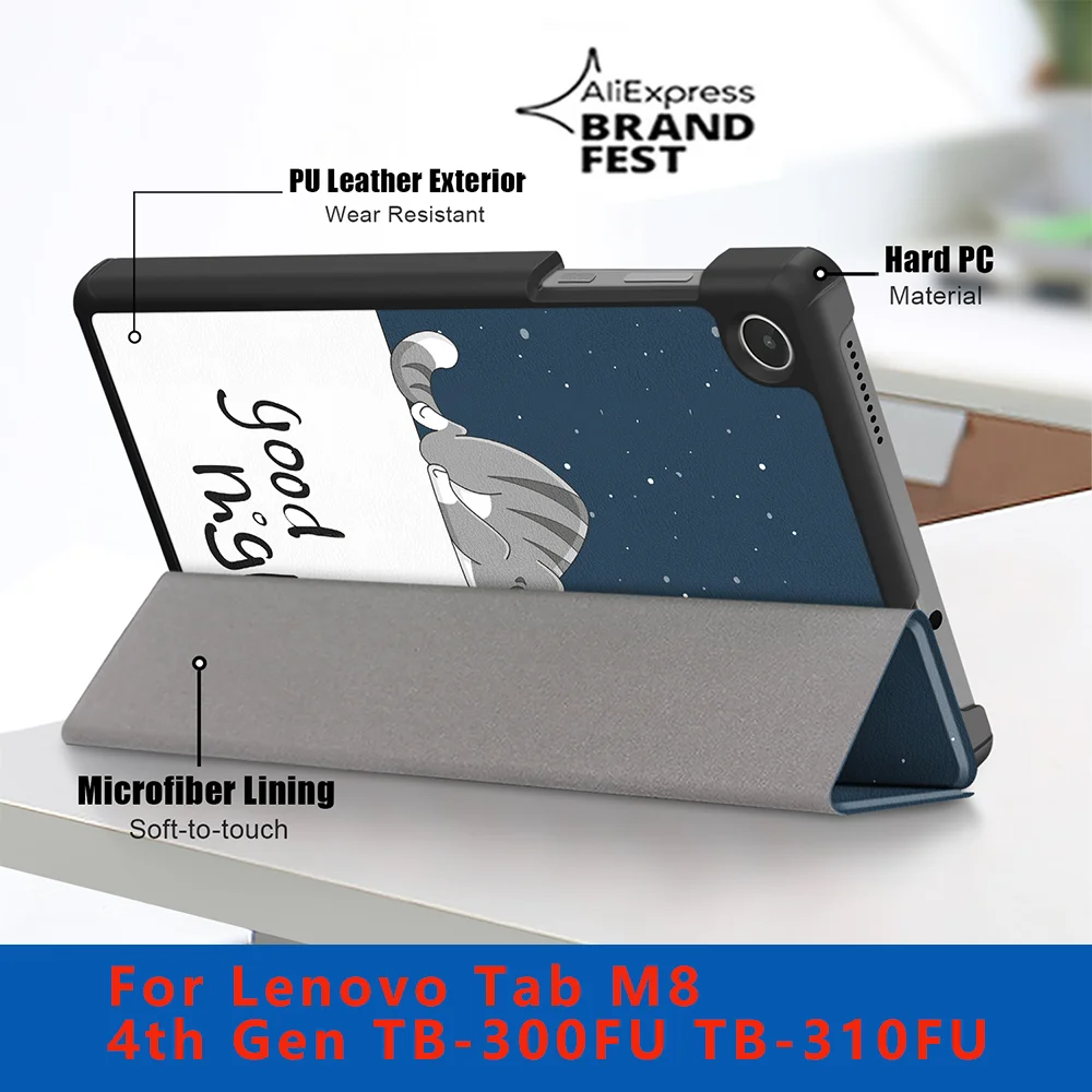 For Lenovo Tab M8 4th Gen TB-300XU TB-300FU Cover Tablet Funda For Lenovo Tab M8 4th Gen Case 8 inch PU Leather Protective Shell