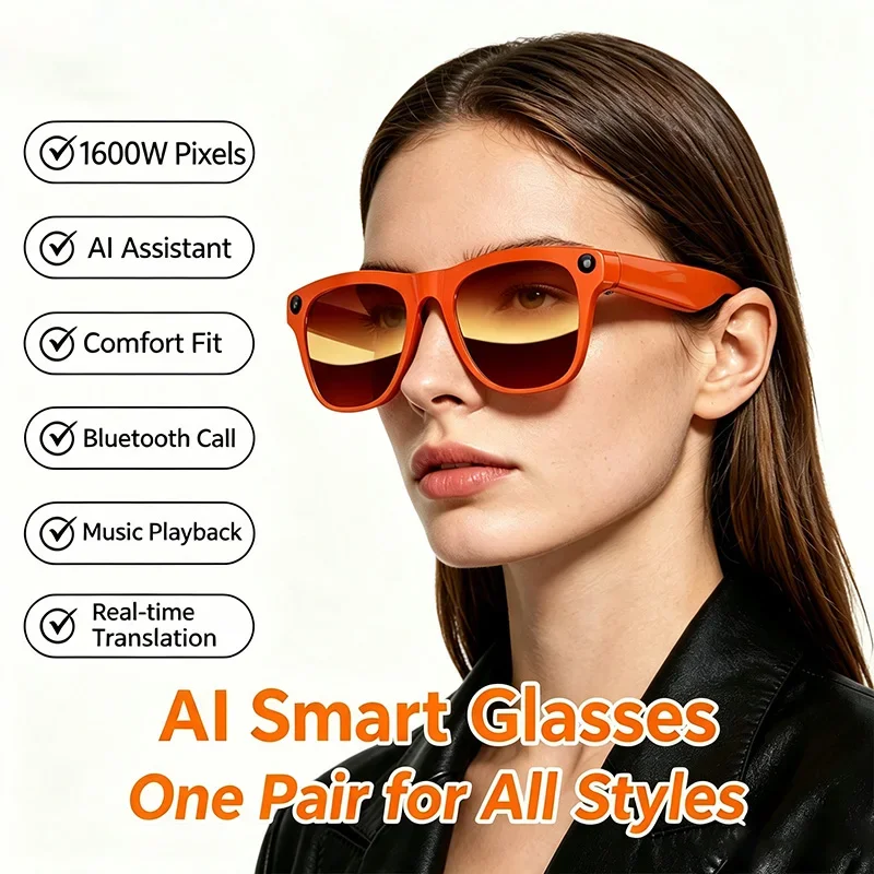 OnePlus AI Smart Glasses 24MP HD 8K Shooting Camera Photo Video Voice Call Translation Bluetooth AI Motorcycle Glasses Universal