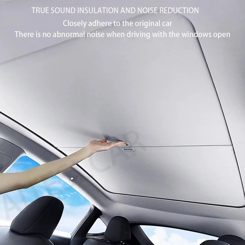 New Retratable Sunshade For Tesla ModelYL YJuniper 2026Roof Shade Scroll Original Sun Visor Model Y 2019- 2025 Pleated Sunscreen