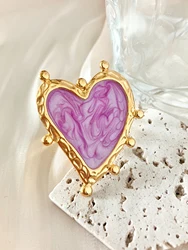vintage vintage stainless steel magical purple heart opening ring suitable for women's Valentine's Day parties, gifts