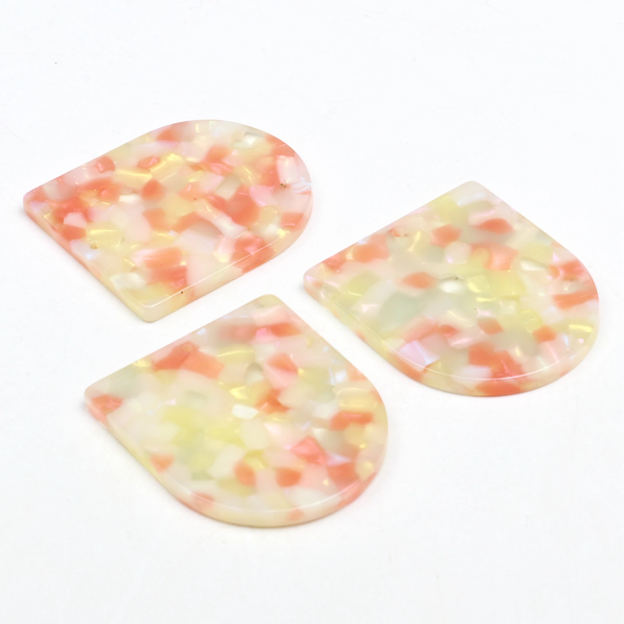 Tortoise Shell Earrings Charm,Acetate Acrylic  D Shaped frame Pendants,Boho Earring Parts ,35mm x 30mm
