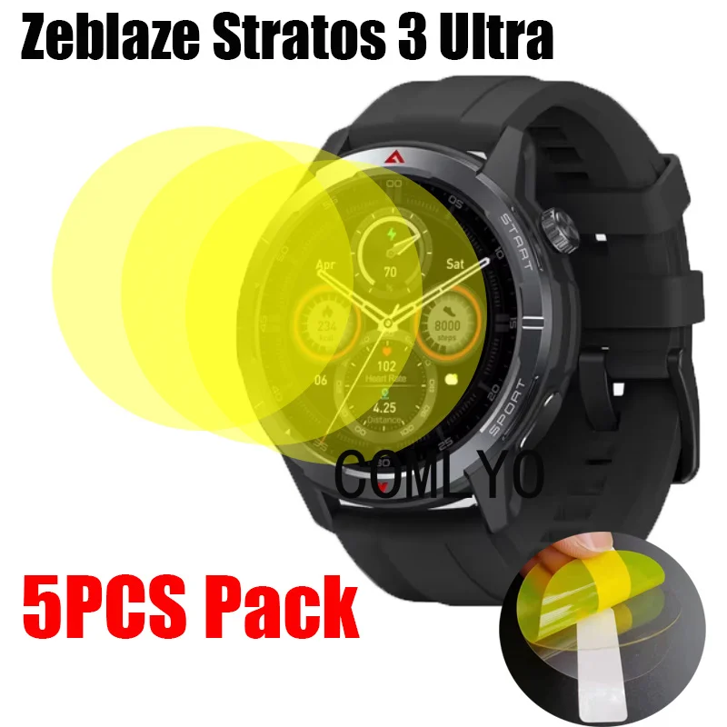 5Pcs Soft Film For Zeblaze Stratos 3 Ultra Smart watch Screen Protector Smartwatch TPU Hydrogel Unthin HD Anti-Scratch Films