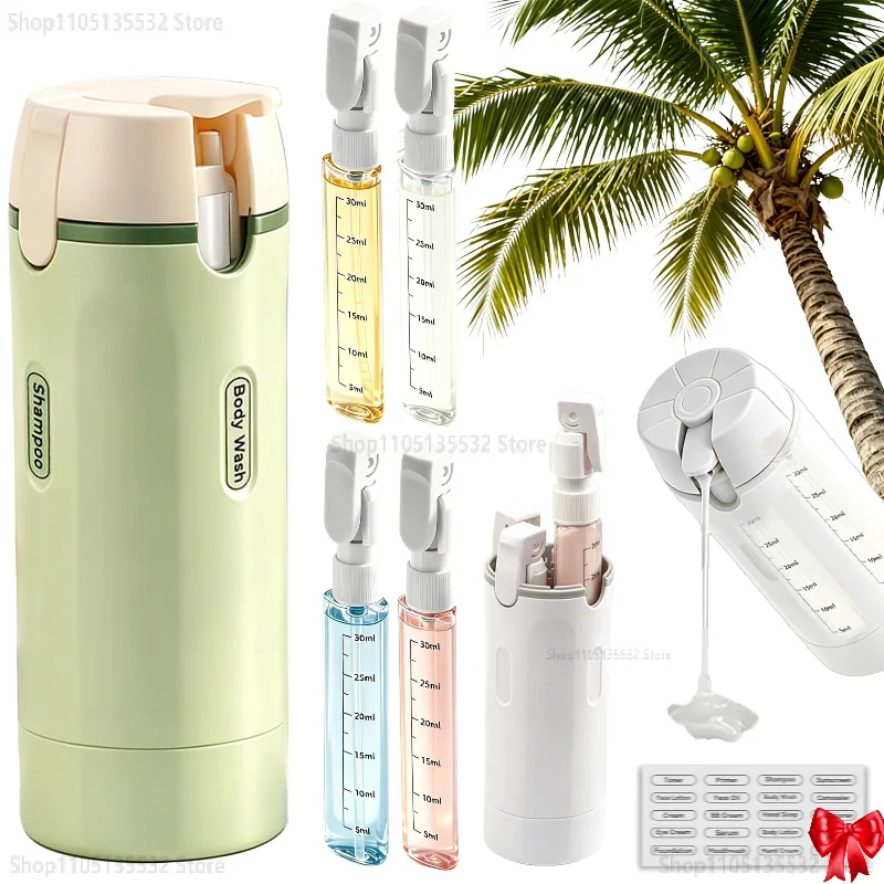 4Pcs Refillable Travel Pump Bottle Kit Leak Proof Portable Liquid Cosmetic Storage Practical Travel Toiletry Supplies  Spice