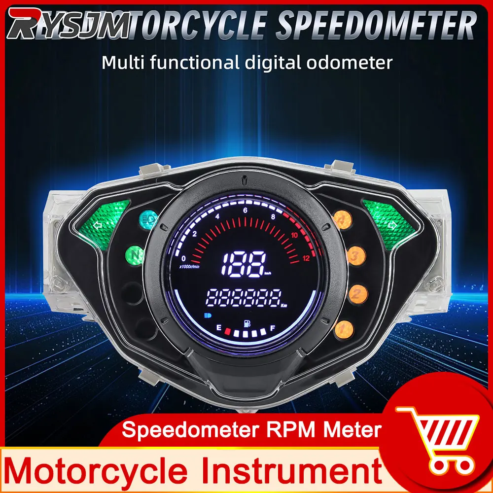 Motorcycle Digital Speedometer Odometer Motor Instrument Fuel Level Gauge 12000 RPM Tachometer Dashboard For Honda Customized