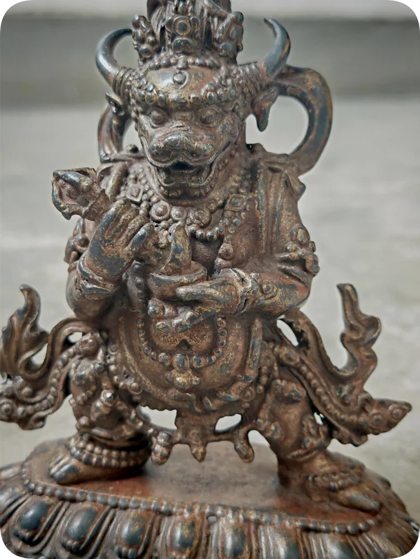 Antique Bull head Vajra-yaks!a Yamantaka Yama Dharmaraja Mahakala Buddha Statue