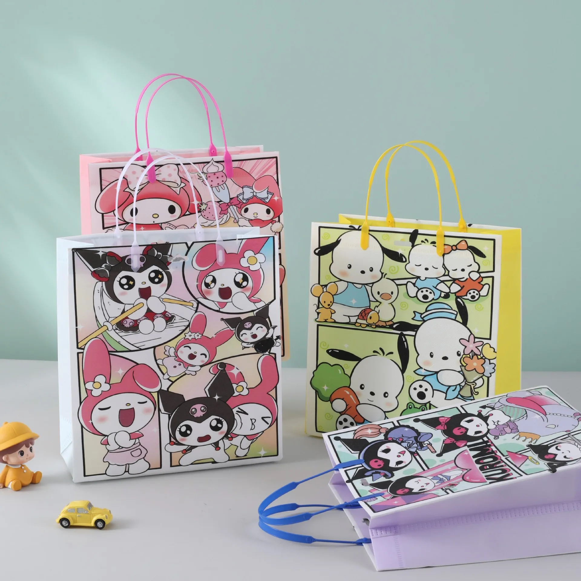 

10pcs Kuromi Gift Bag Candy Snacks Waterproof Non-Woven Tote Bags Shopping Melody Portable Bag For Gifts Birthday Party Decor