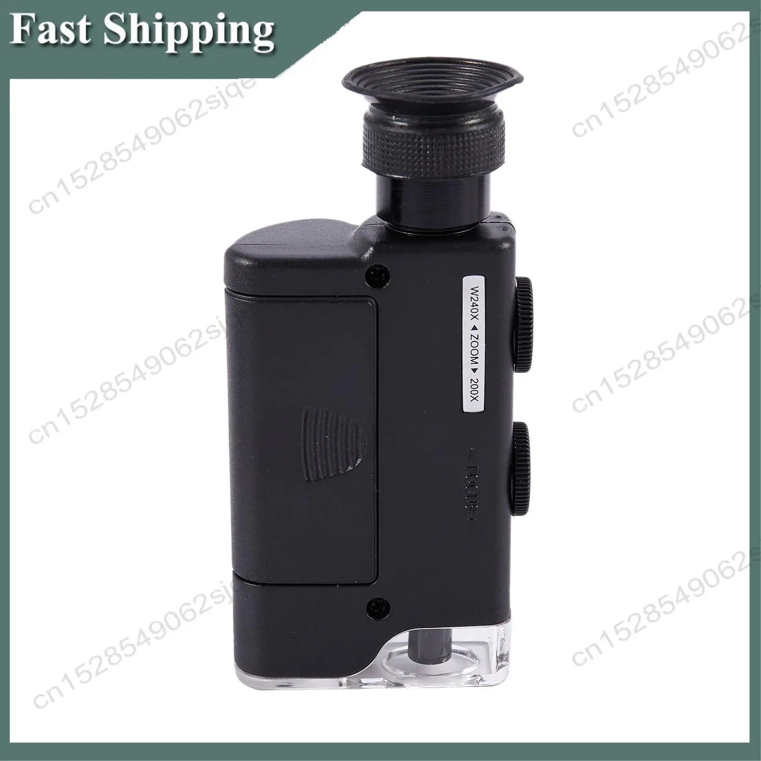 -ABKM Portable 200X-240X Zoom Microscope Pocket Handheld Led Lamp Light Loupe Zoom Magnifier Microscope