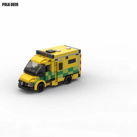 Poladeer 515 Pcs 영국 런던 도시 구급차 크리 에이 티브 디자인 작은 입자 조립 모델 소년 장난감 생일 휴일 선물