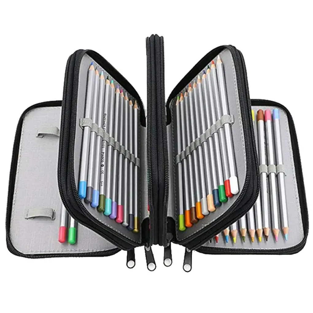 4-laags etui 72 slots Handige gekleurde penorganizer Grote capaciteit aquarelkunsthouderdoos met ritssluiting School