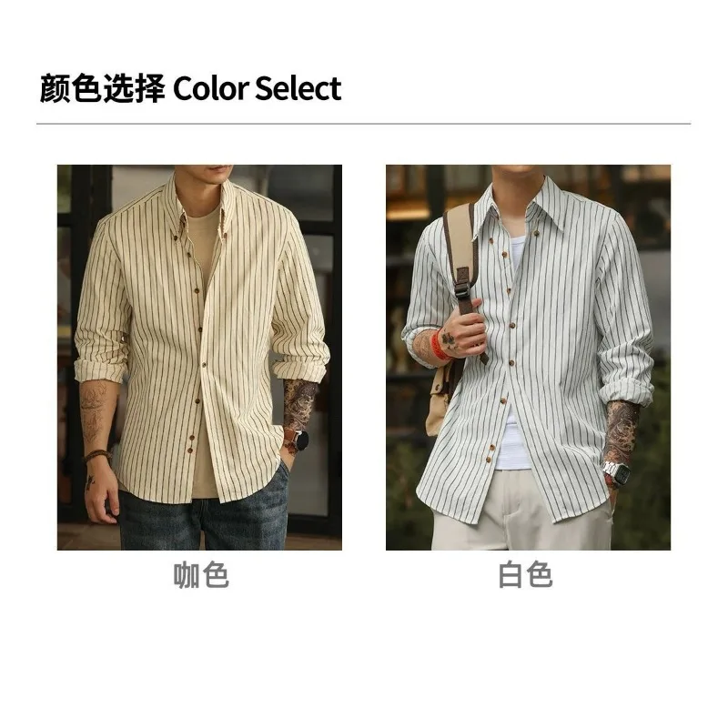 قميص فرنسي مخطط بأكمام طويلة مع ياقة مدببة للخريف قميص رجالي جديد عصري غير رسمي خالي من الحديد بقصة ضيقة ومتعدد الاستخدامات #6