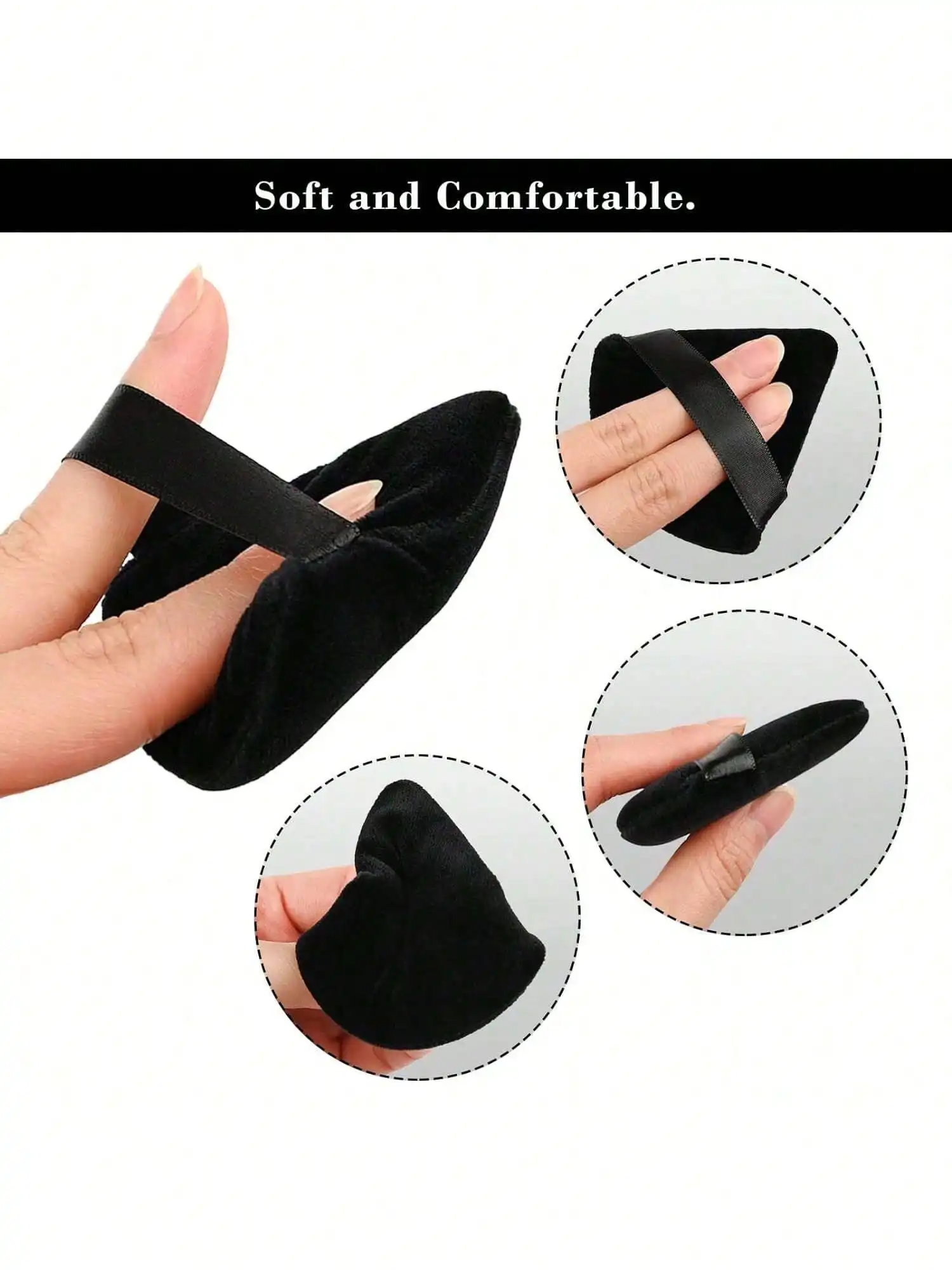 20 قطعة من خليطات المكياج المثلثة المخملية السوداء - قابلة لإعادة الاستخدام لهدايا الأساس/السفر/عيد الميلاد