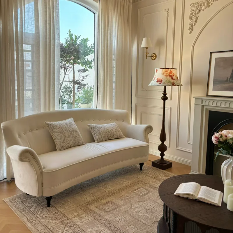 أريكة مخملية مصممة بمسند ظهر بني #4