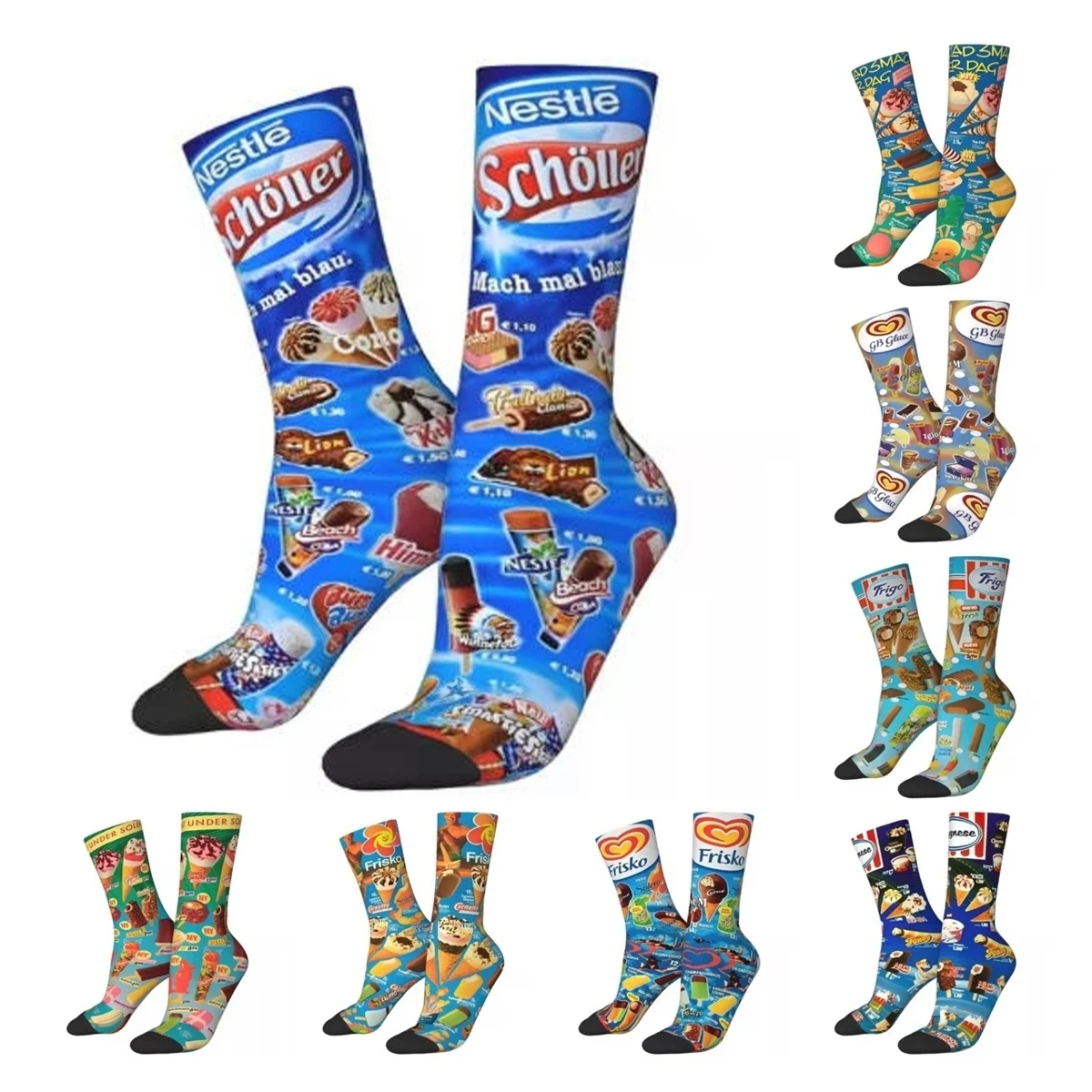 Fashion Men's Socks Hip Hop Funny Ice Cream Sock Sport Women's Sock Spring Summer Autumn Winter