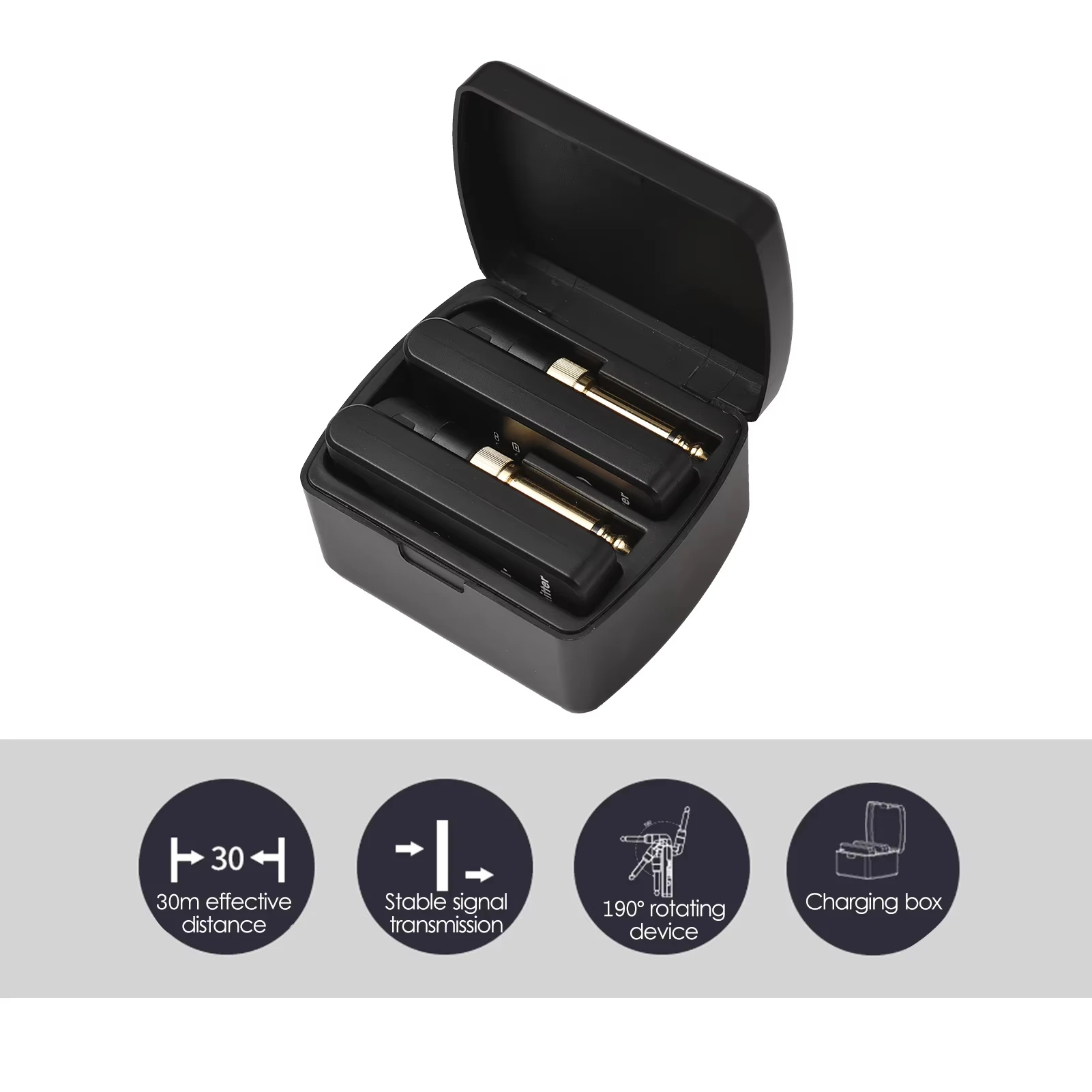 

M-VAVE WP-8 Wireless Transmission System, Rechargeable Transmitter Receiver with Charging Box for Guitar Bass
