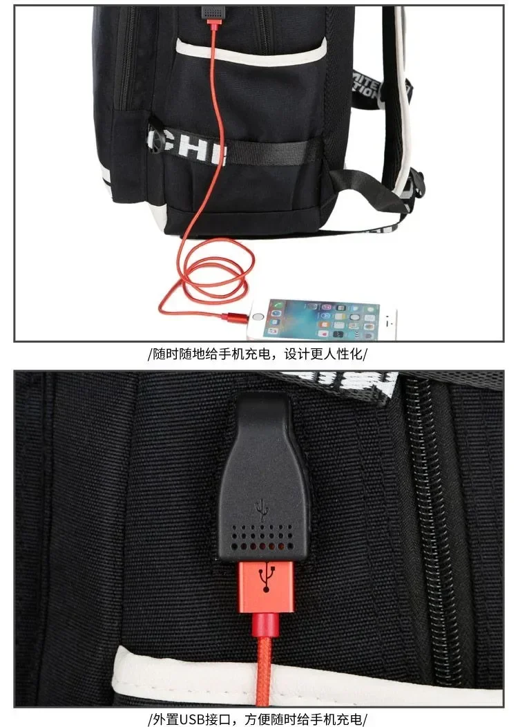 With USB Port, Glow-in-the-dark, Cosmic Horror Lovecraftian Black Grey Red Blue, Cthulhu Mythos School Bags Backpacks Girls Boys