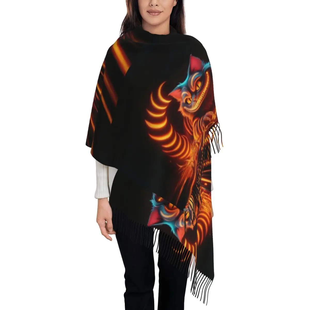 

Custom Printed Alice In Wonderland Scarf Men Women Winter Fall Warm Scarves Funny Cheshires Cat Shawls Wraps