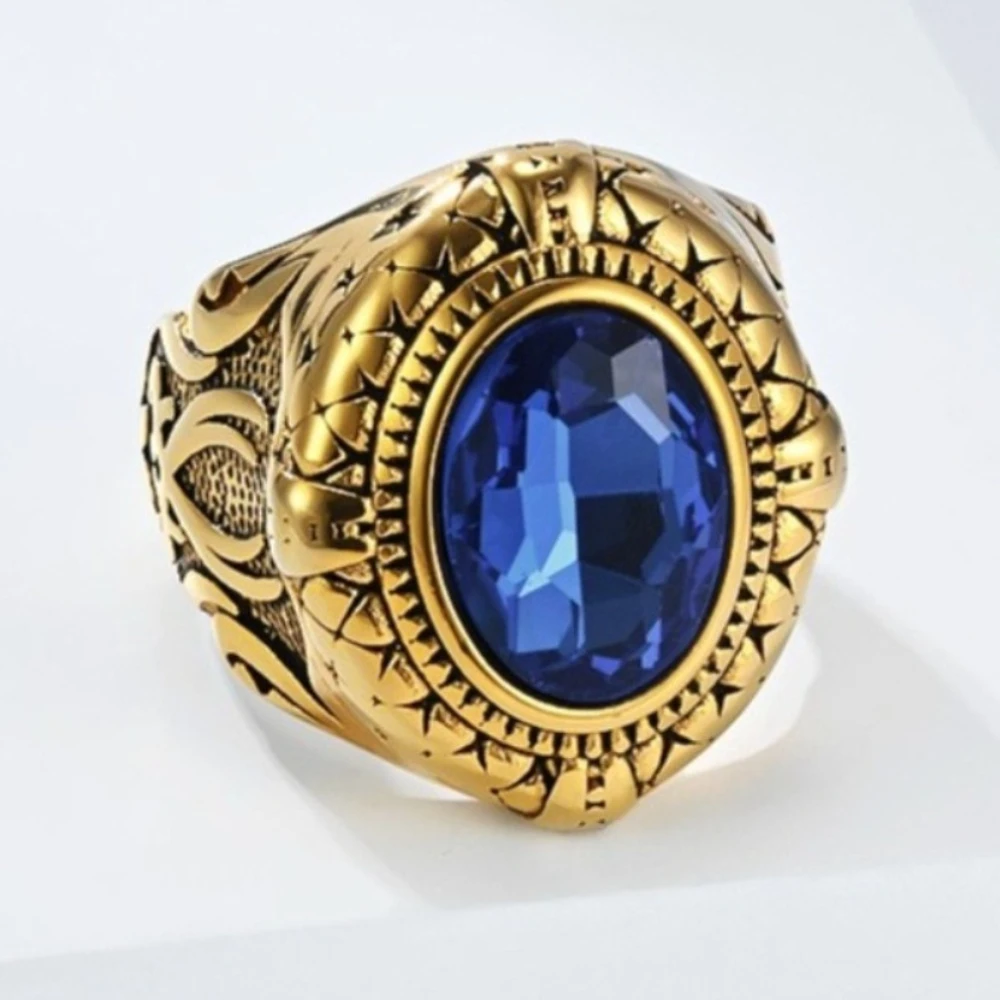 Geometric Crystals Rings Zolefikar Sword Stainless Steel Retro Men Personalized Light Luxury Versatile Ring Fashion Jewelry