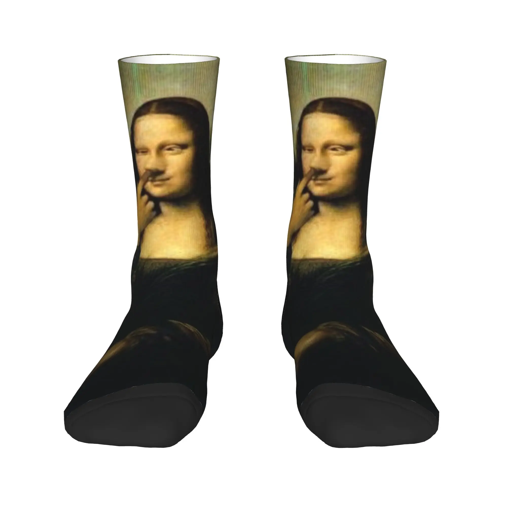 Funny Pick Nose Mona Lisa Socks Autumn  Stockings Modern Men's Comfortable Socks Graphic Running Sports Anti Skid Socks