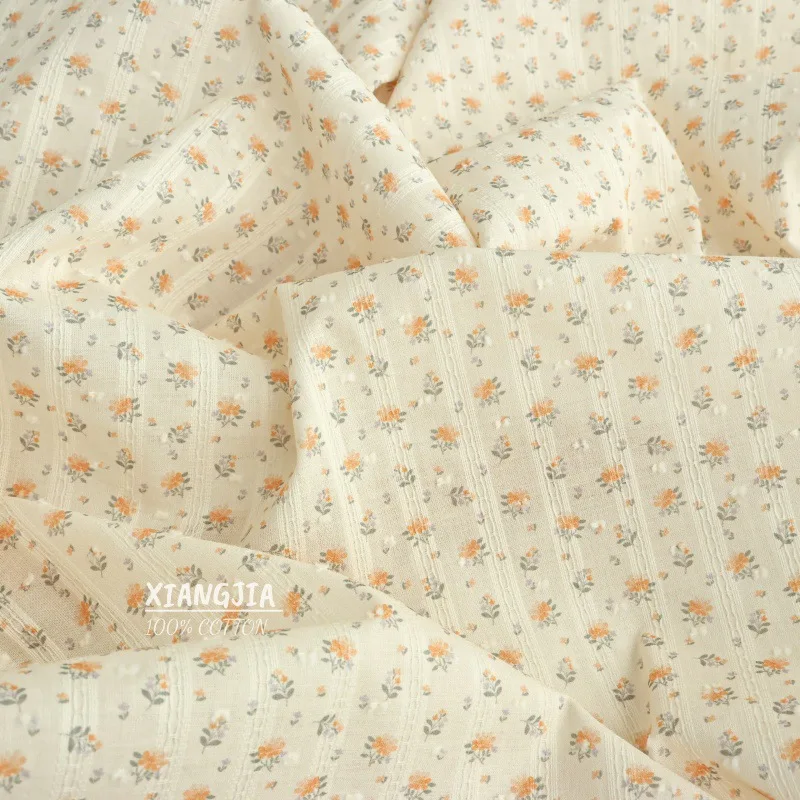 145x50cm Frischer Gestreifter Clip-Dot Blumenmuster Reiner Baumwoll-Jacquard-Stoff für Vorhänge, Hemden, Kleider und Heimdekoration – Detail 3