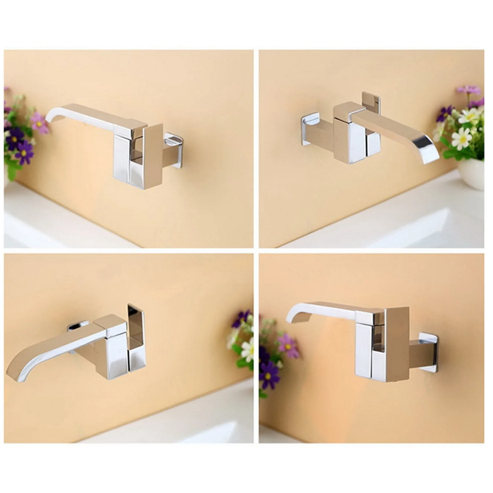 

AB35-2X Bathroom Basin Faucet Wall Mounted Cold Water Faucet Bathtub Waterfall Spout Vessel Sink Faucet Mop Pool Tap -Silver