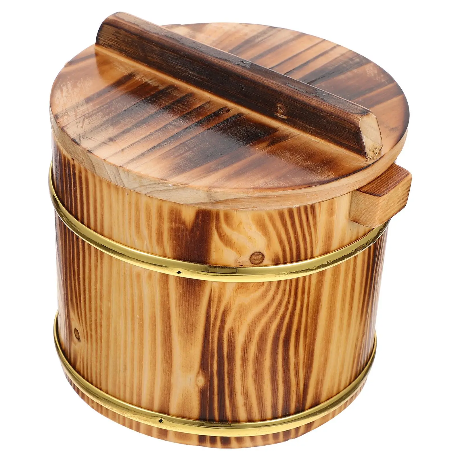 Wooden Sushi Rice Barrel Restaurant Bucket Sturdy Large Opening Easy Mixing Japanese Korean Food Decor Photo Props Sushi