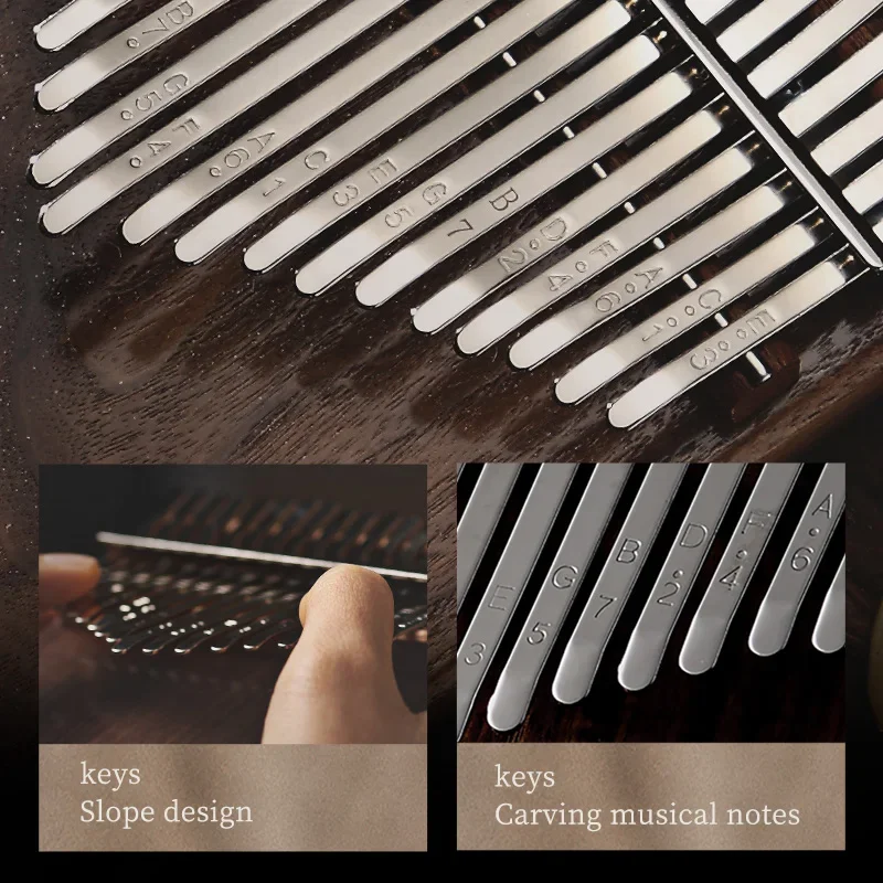 Diskon Besar Instrumen Hluru Piano Jempol Kelas Atas Kalimba 21 Kunci Piano Jempol Kalimba Alat Musik Tubuh KY21-BlackWalnut