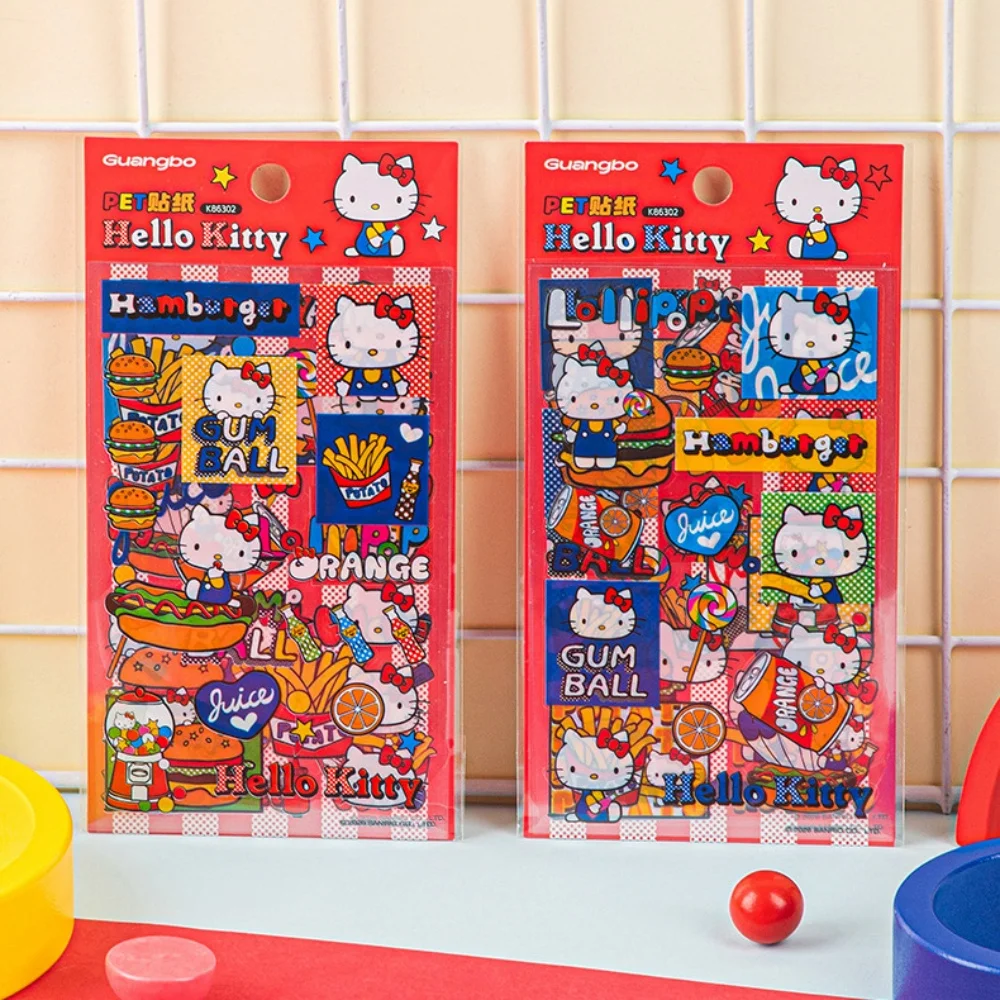 Genuine Sanrio Hello Kitty Stickers Kawaii Kt Cat Food Series Waterproof Sticker For Phone Case Planner Journal Toys Gifts