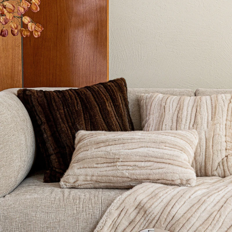 30X50/50X50CM Antique Brown Coffee Throw Pillow Cover Plush Luxury Stamping Waist Cushion Cover Decor Home Decorative Pillowcase