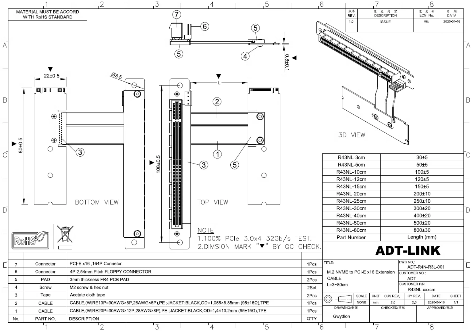 ADTLINK M.2 NVME إلى PCIe 3.0 x16 كابل الناهض M.2 NGFF NVMe STX اللوحة الأم بطاقة الرسومات تمديد Gen3.0 M.2 إلى X16 محول