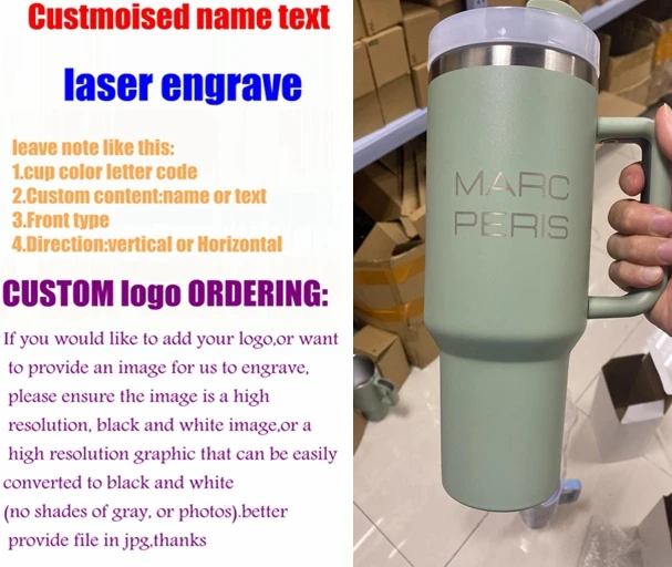 

Custom name text logo laser engraved 2024 All Size 30oz 40oz Tumbler with Handle Stainless Steel Thermos Iced Travel Mug