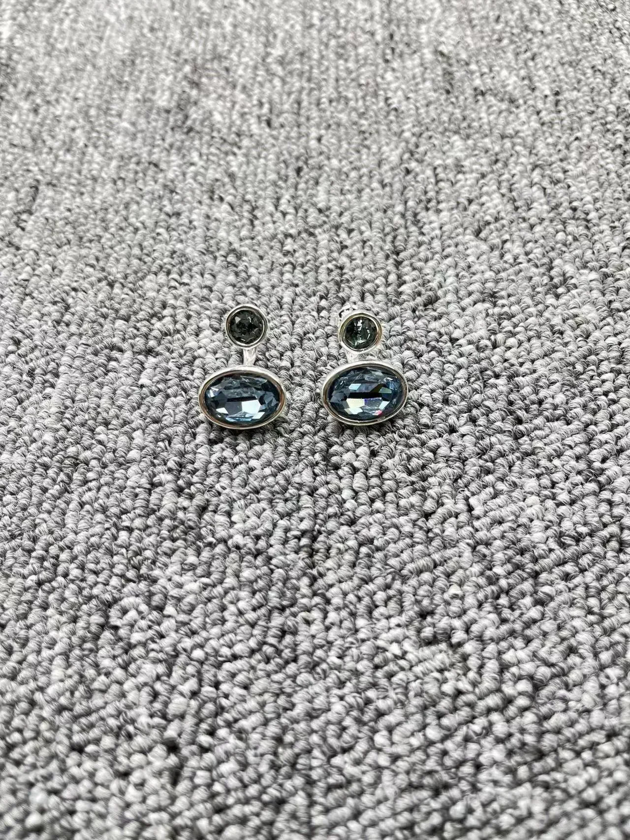 Luxury Spain Original Fashion Plated 925 Silver Color Round And Oval Blue Crystal Stud Earrings Festival Jewelry Gift Fit Unode5