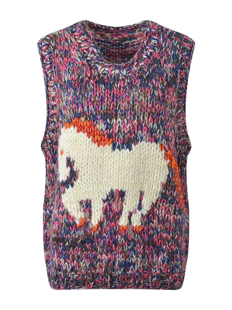 

Высококачественный европейский вязаный жилет, топ, женский многослойный узор с конвертом, антивозрастной забавный детский моон