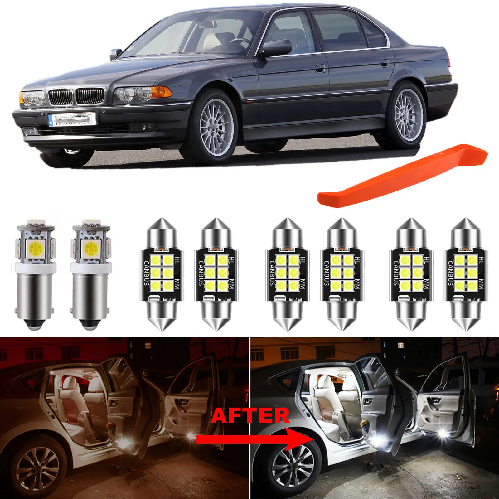 

Winetis 23Pcs LED Interior Light Kit for BMW 7 Series E38 1994-2001 6000K White Bulbs + Free Tool