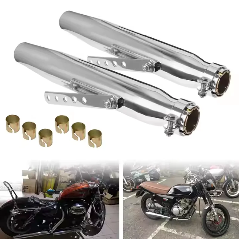 Retro Motorcycle Exhaust Muffler Escap Moto Cafe Racer Bobber Chopper Retro Exhaust Vintage Classic Electroplating