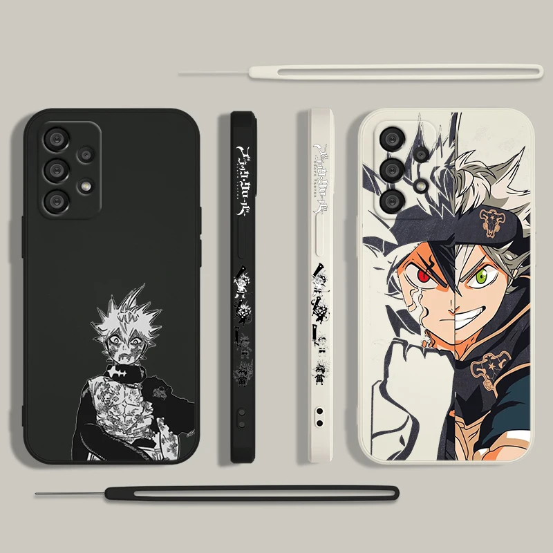 Anime Black Clover Phone Case For Samsung A55 A53 A33 A52 A32 A71 A51 A21S A35 A25 5G Liquid Left Rope Funda