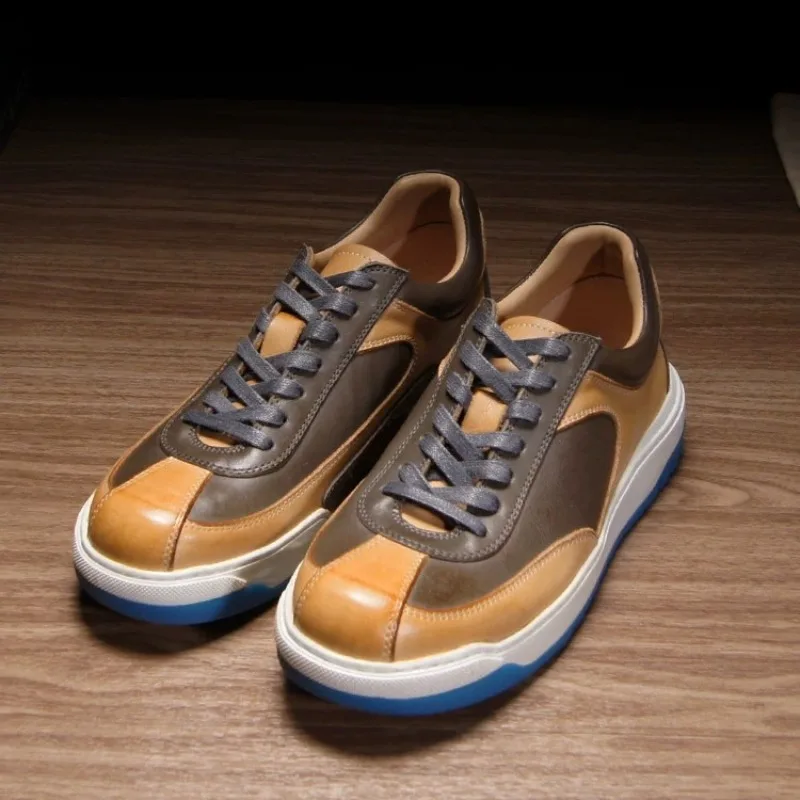 

Premium Fashion Men Sneakers Deodorant Casual Skate Shoes Vegetable-tanned Cowhide Handmade Washed Retro Sports Shoes
