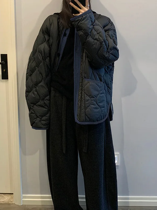 Authentic 2025 Winter Thickened Cotton Blend Corduroy Design Short Cotton Jacket True Product Commute Style Loose Fit Long Sl...