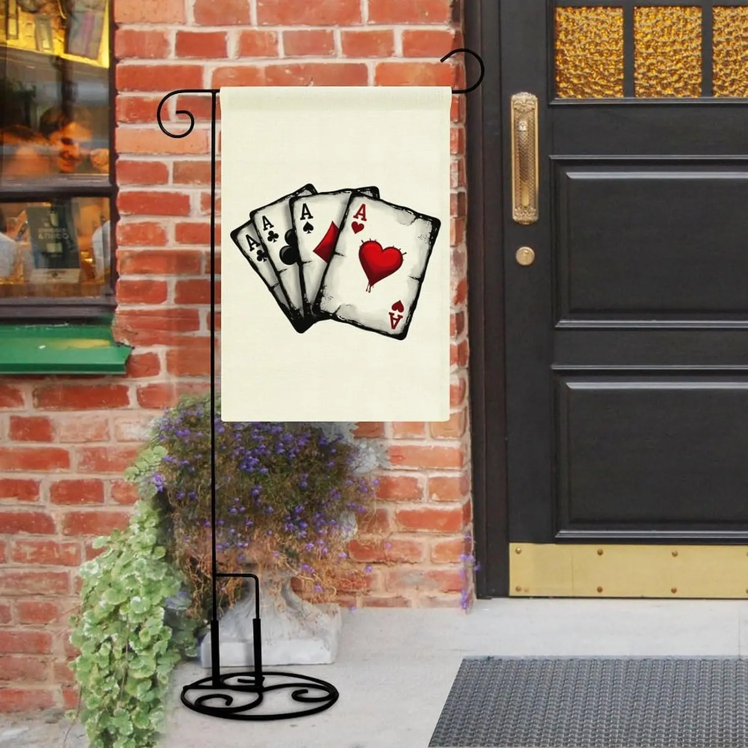 Four A - Playing Cards Garden Flag Double Sided Small Flag for Outdoor 12x18 Inch Welcome Holiday Decorations LLX PPM