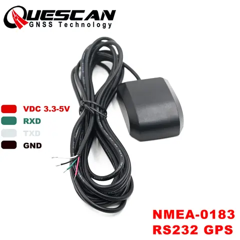 QUESCAN 5V NMEA 0183 산업 제어 GPS RS-232 NMEA0183 QZSS SBAS WAAS ,1-10Hz 용 RS232 GPS 안테나 수신기