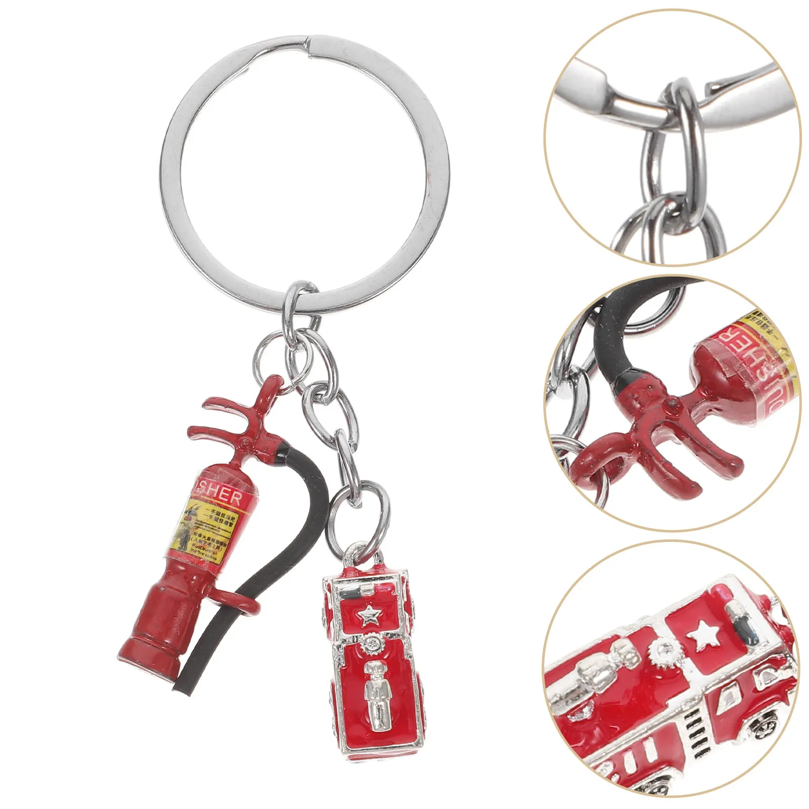 Creative Firefighter Keychain Metal Stylish Firefighting Theme Pendant Keyring Decorative Bag Hanging Ornament