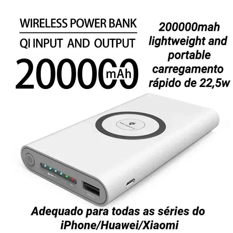 

"Wireless Power Bank 200000mAh|TwoWay Fast Charging |Portable Charger with TypeC | Suitable for all iPhone series+USB