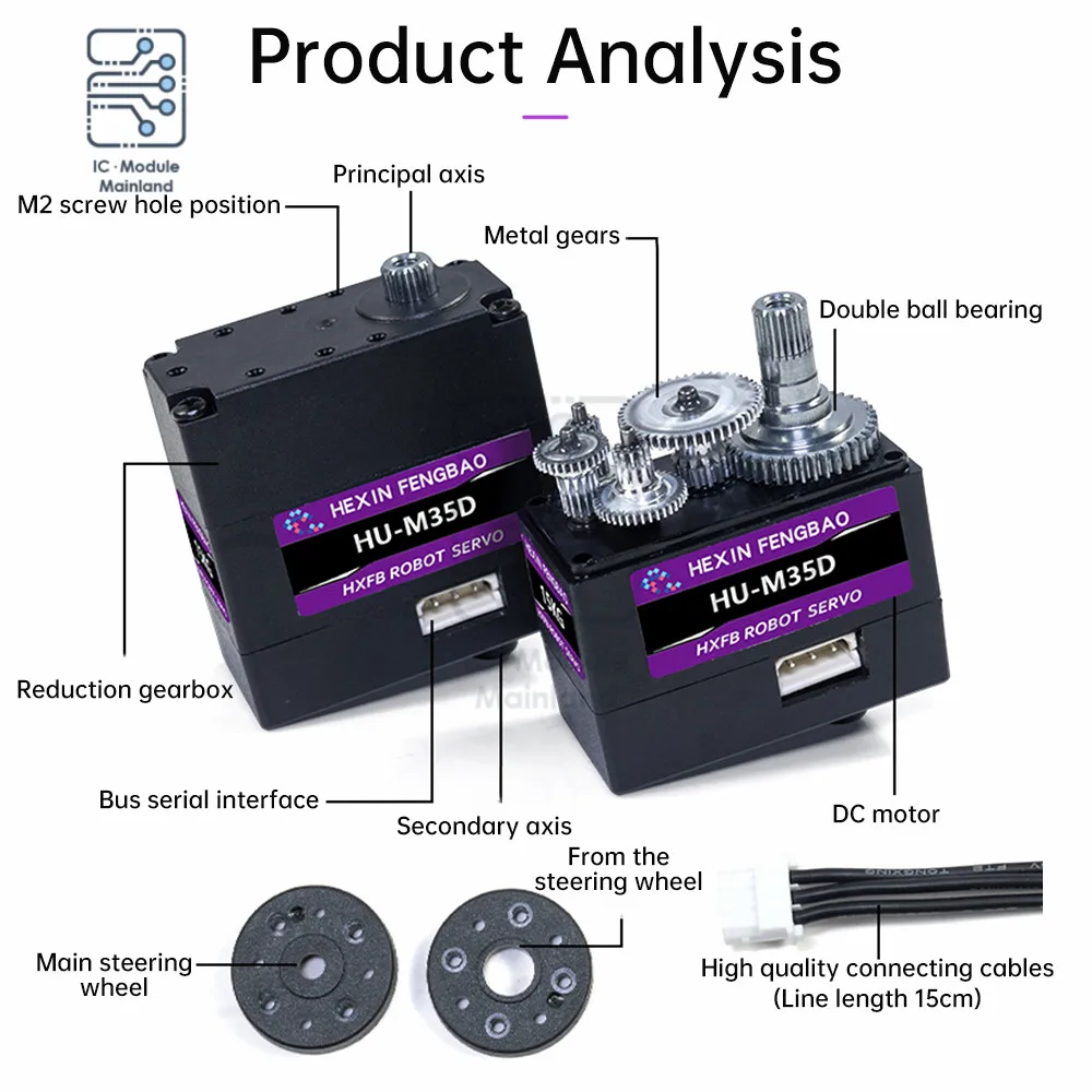 15KG Serial Bus Servo Intelligent Serial Dual Axis Metal Servo Motor Robot Robotic Arm Serial High Torque Servo Tester