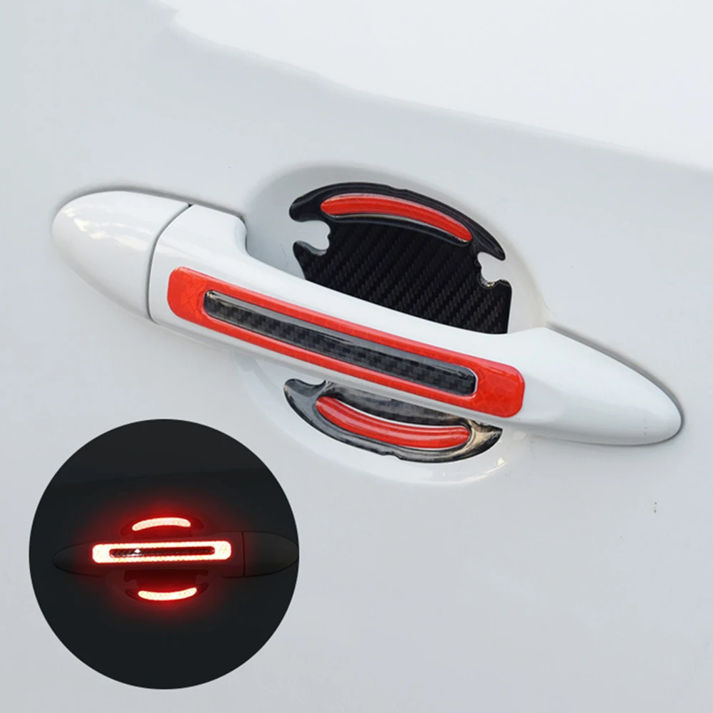 4/8 قطعة جنية مصرى وعاء باب السيارة ملصق مضاد للخدش مقبض الباب تحذير عاكس مقبض الباب الطلاء خدش لينة لاصق فيلم #2