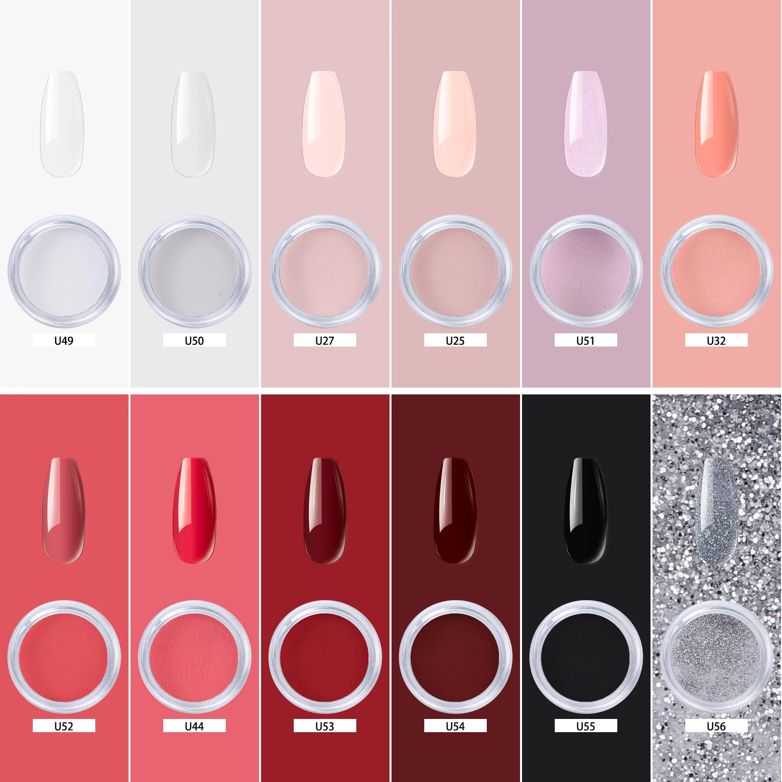 10g * 12 acrylic can multi-color nail powder, used for nail extension carving, suitable for DIY nail art