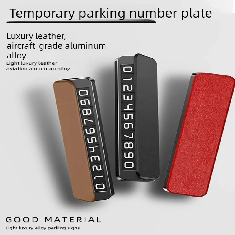 For Leather Car Temporary Parking Sign 2026 New, Luxury Anti-Slip Dual Phone Number Plate for Vehicle